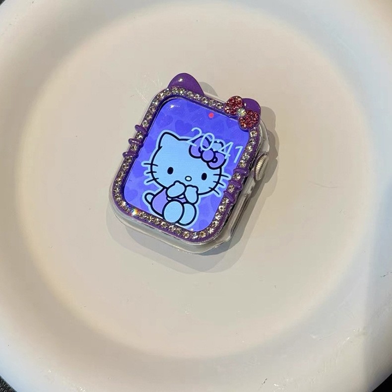 KT Cat θήκη Apple Watch με διαμάντια – ημι-κάλυψη για S8/S7/S9/S10, Υλικό PC
