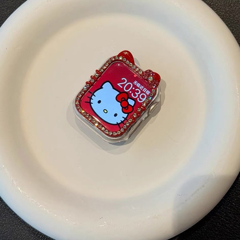 KT Cat θήκη Apple Watch με διαμάντια – ημι-κάλυψη για S8/S7/S9/S10, Υλικό PC