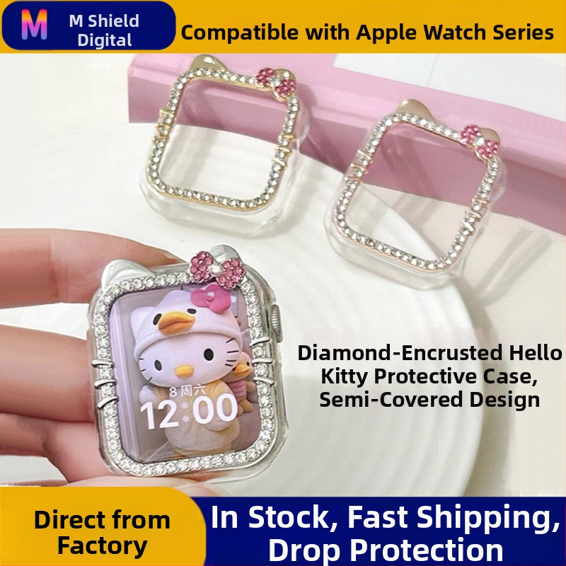 Diamantom osadený kryt Apple Watch pre S10, kompatibilný so S9 a S8/S7