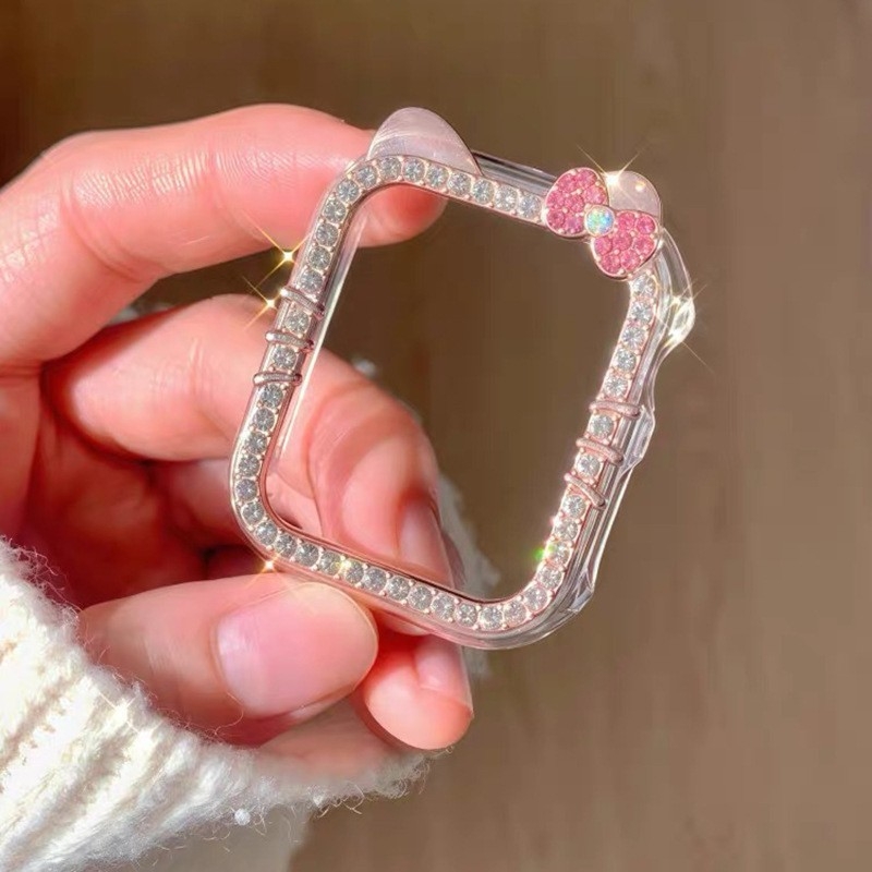 KT Cat θήκη Apple Watch με διαμάντια – ημι-κάλυψη για S8/S7/S9/S10, Υλικό PC