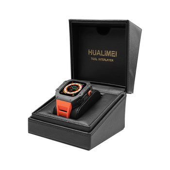 Karbónový obal pre Apple Watch Ultra 2 49mm; Značka HUALIMEI • Materiál: karbonové vlákno + fluorová guma • Hmotnosť puzdra: 26 g • Kompatibilné modely: Apple Watch Ultra 49mm, S9/8/7 45mm, SE2/SE/6/5/4 44mm