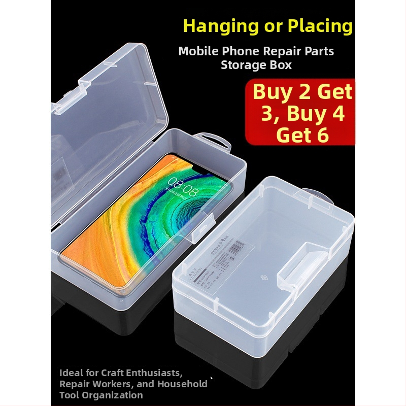 Skaidri plastikinė laikymo dėžutė elektroninėms dalims ir varžtams — plokštėms skirtas organizatorius su tvirtu rėmu