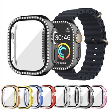 Apsauginis korpusas Apple Watch Ultra8 – platinėtas PC su deimantų akcentais ir grūdintojo plėve, OSK; Suderinamas su Apple Watch; Svoris 0.02; Išleistas 2022