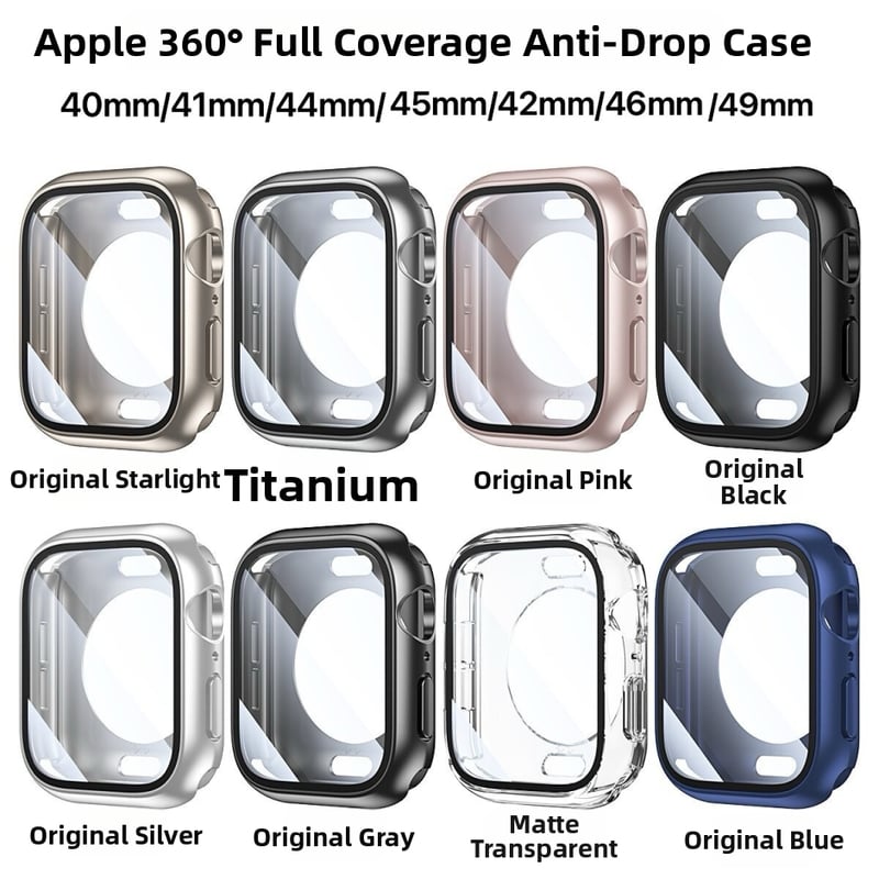 Apple Watch dėklas su 360° apsauga, polikarbonatas, suderinamas su Apple Watch 3–11 ir SE, svoris 10 g