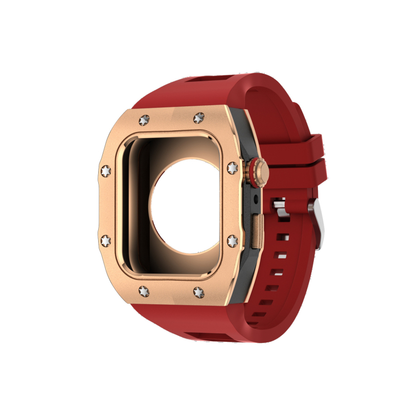 Carcasă de protecție pentru Apple Watch din aliaj și gel de silice, curea integrată