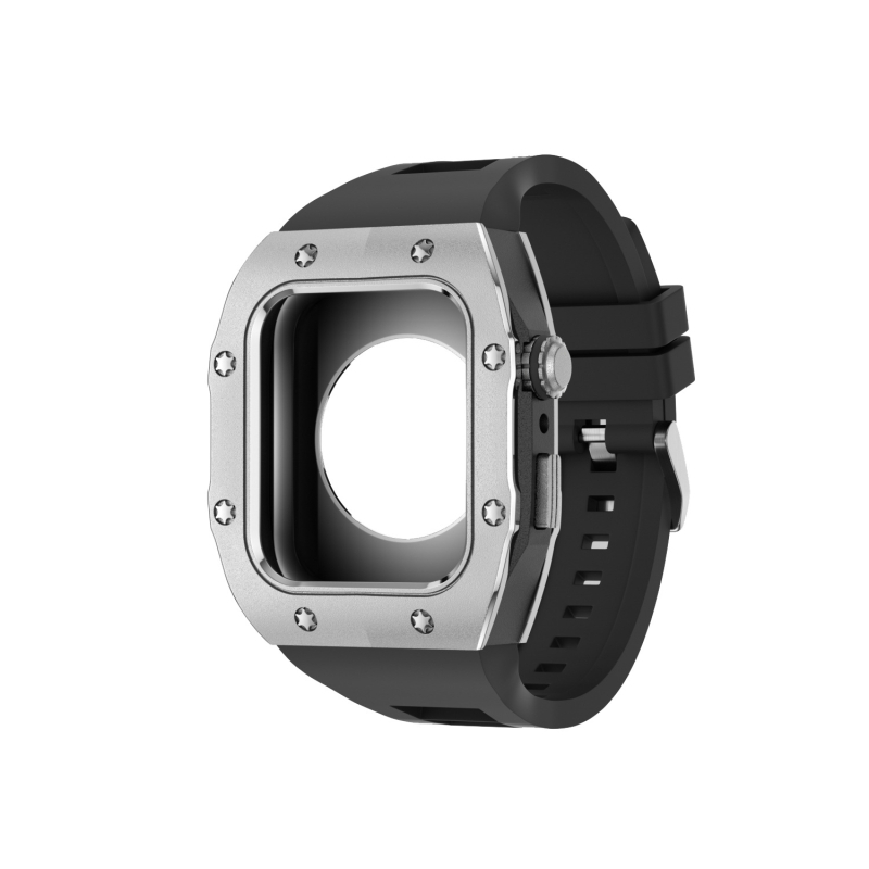 Carcasă de protecție pentru Apple Watch din aliaj și gel de silice, curea integrată