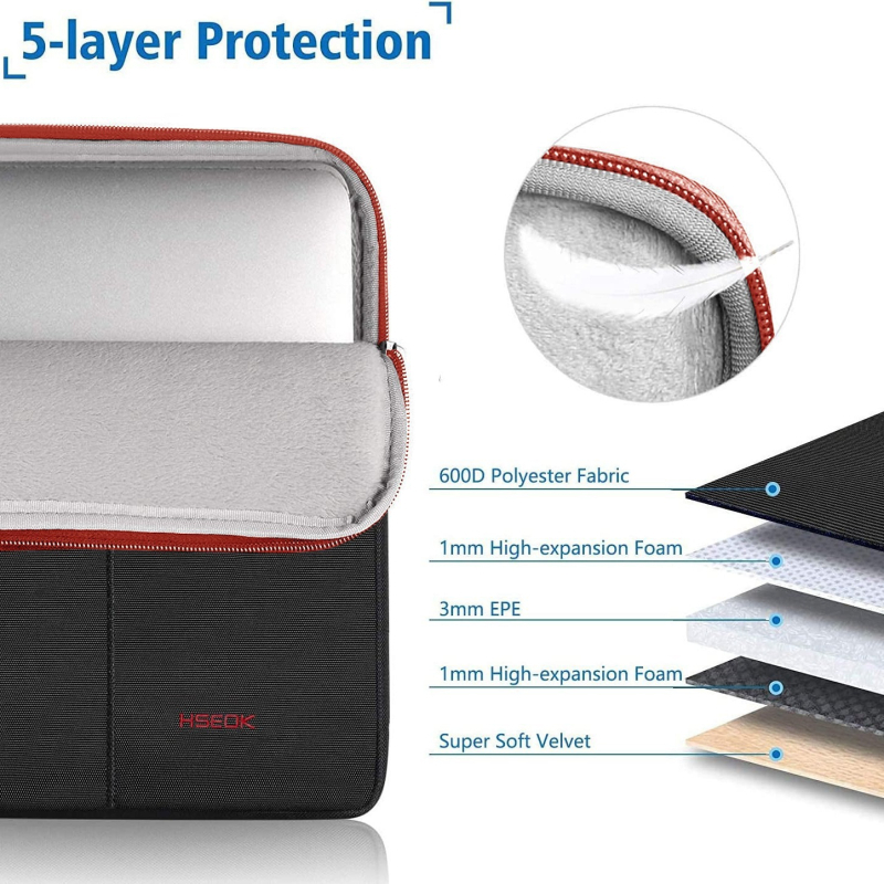 Etui pentru laptop – Impermeabil, ultraușor, rezistent la șocuri, Unisex (Material: poliester; Marca: HSEOK; Stil: Simplitate urbană; Captușeală: poliester)
