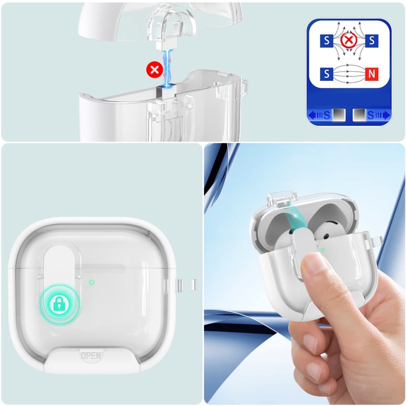 AirPods 4 aizsargkaste - visaptverošs korpuss, matēta apdare, roku darbs, TPE materiāls, saderīgs ar Apple