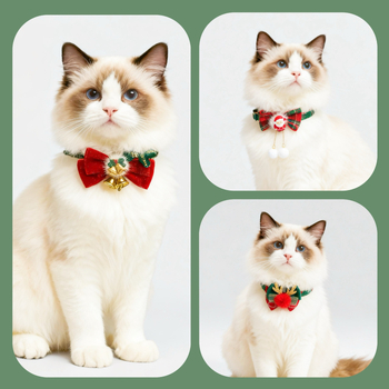 Candy Cute Pet Plastična ogrlica za pse i mačke s božićnom mašnicom, zvončićem i sigurnosnom kopčom