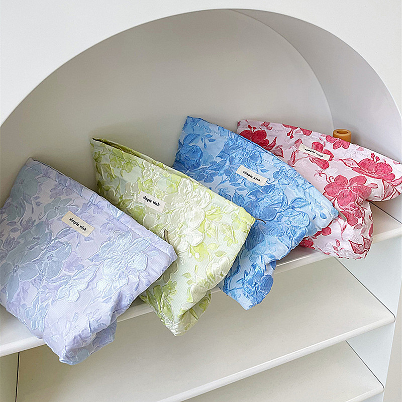 Jacquard kozmetička torbica, velik kapacitet, platno, zatvarač, unutarnja džep, prijenosna