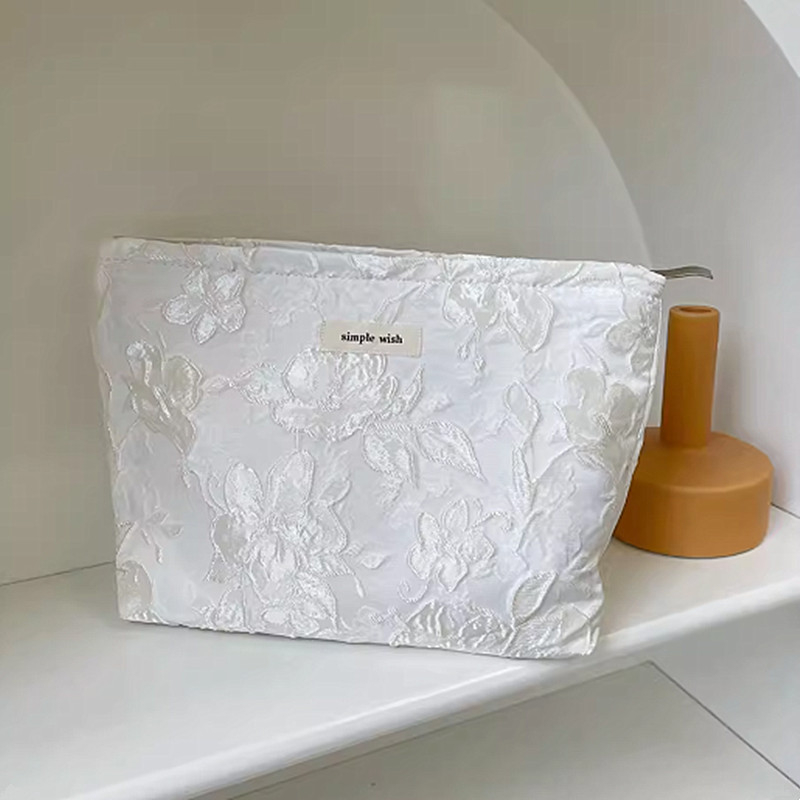 Jacquard kozmetička torbica, velik kapacitet, platno, zatvarač, unutarnja džep, prijenosna