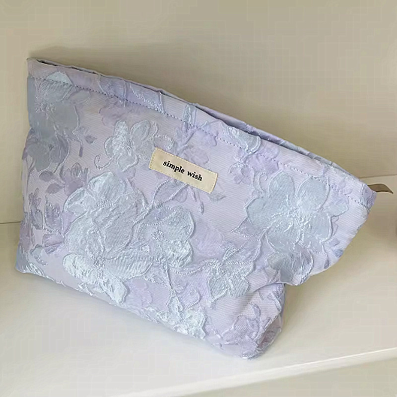 Jacquard kozmetička torbica, velik kapacitet, platno, zatvarač, unutarnja džep, prijenosna
