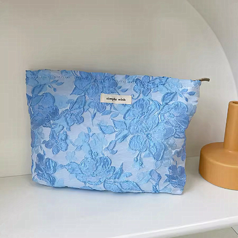 Jacquard kozmetička torbica, velik kapacitet, platno, zatvarač, unutarnja džep, prijenosna