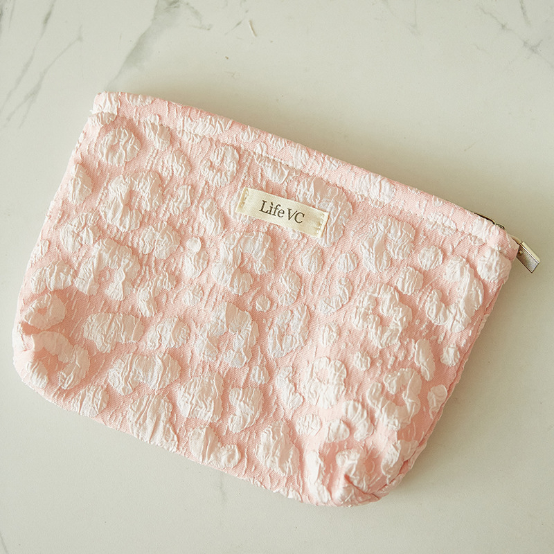 Jacquard kozmetička torbica, velik kapacitet, platno, zatvarač, unutarnja džep, prijenosna