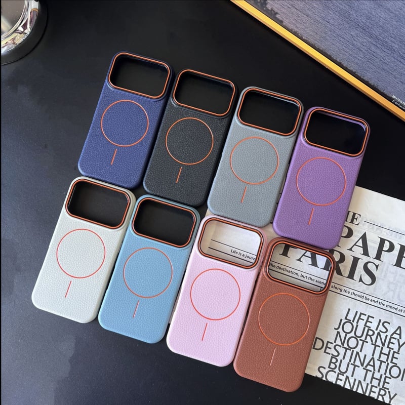 iPhone 17 Pro Max tanko kružno magnetsko kućište, velika kamera otvor, lychee tekstura, otpornost na padove