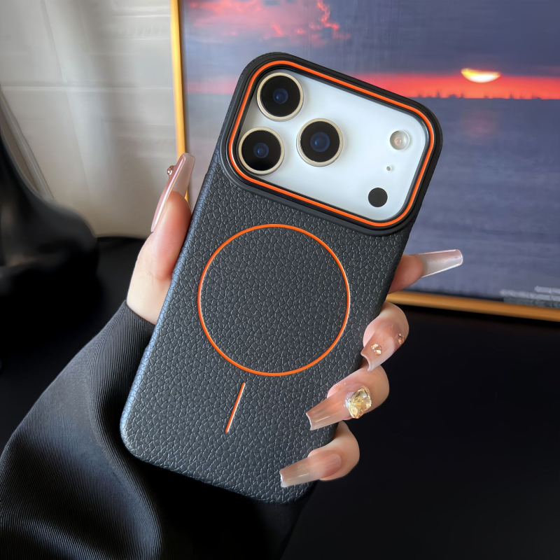 iPhone 17 Pro Max tanko kružno magnetsko kućište, velika kamera otvor, lychee tekstura, otpornost na padove