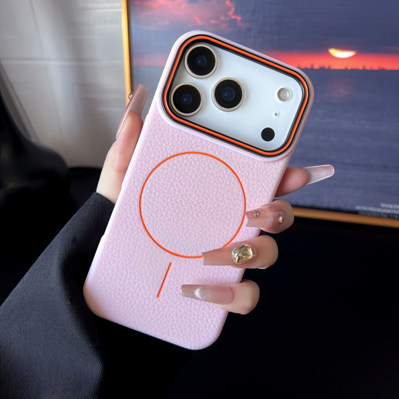 iPhone 17 Pro Max tanko kružno magnetsko kućište, velika kamera otvor, lychee tekstura, otpornost na padove