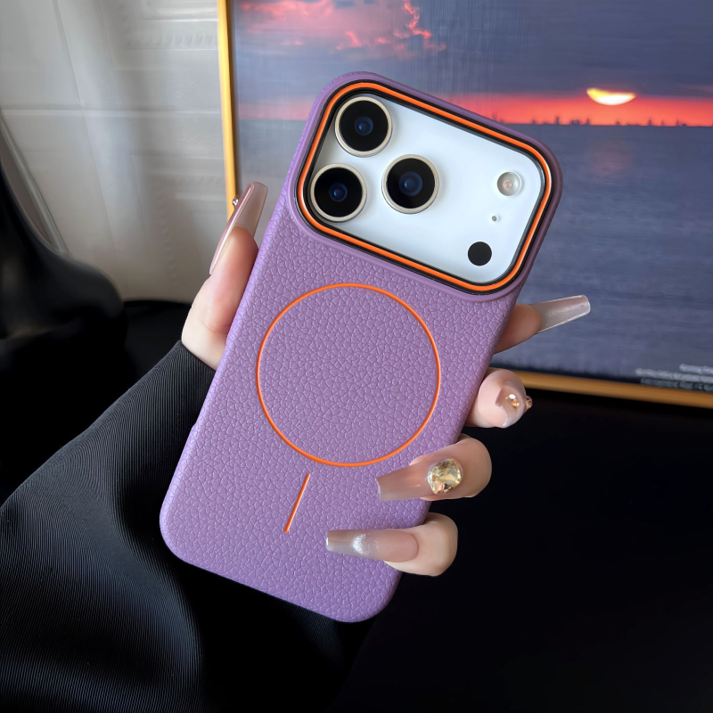 iPhone 17 Pro Max tanko kružno magnetsko kućište, velika kamera otvor, lychee tekstura, otpornost na padove