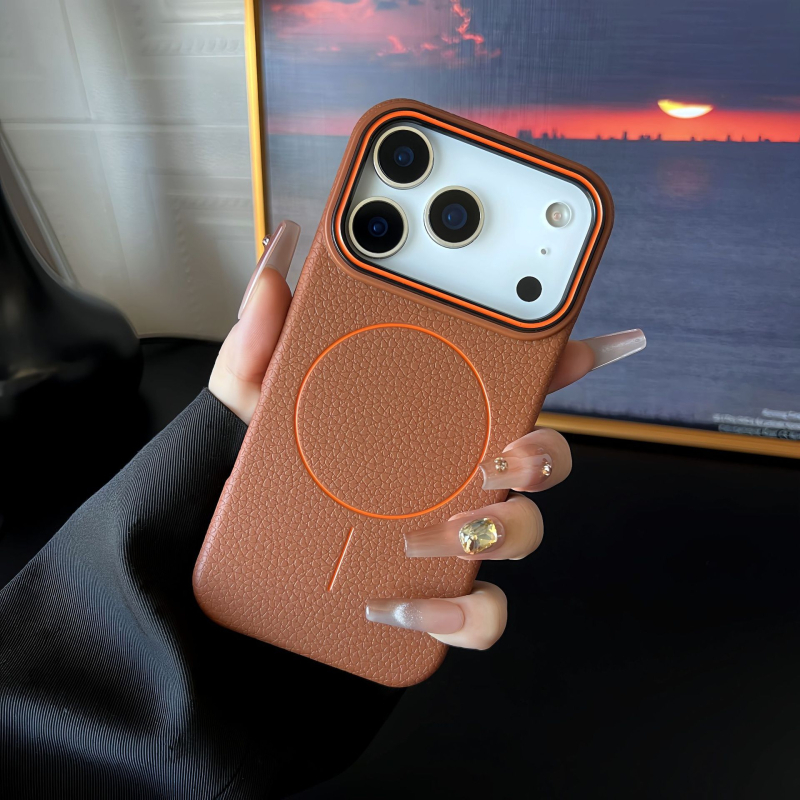 iPhone 17 Pro Max tanko kružno magnetsko kućište, velika kamera otvor, lychee tekstura, otpornost na padove