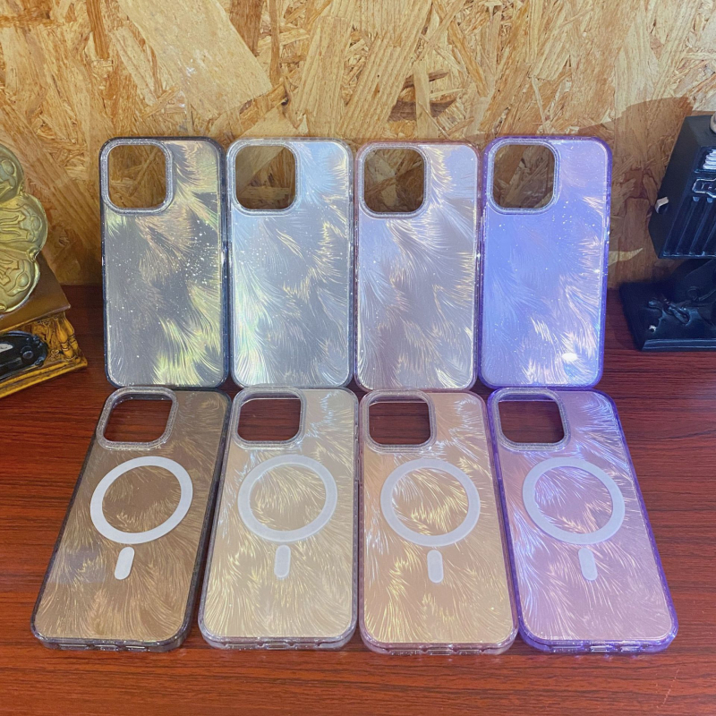 Zaštitna tvrda maska za iPhone 17 i iPhone 16 Pro Max – luksuzni uzorak perja, magnetsko držanje, otpornost na pad, PC+TPU