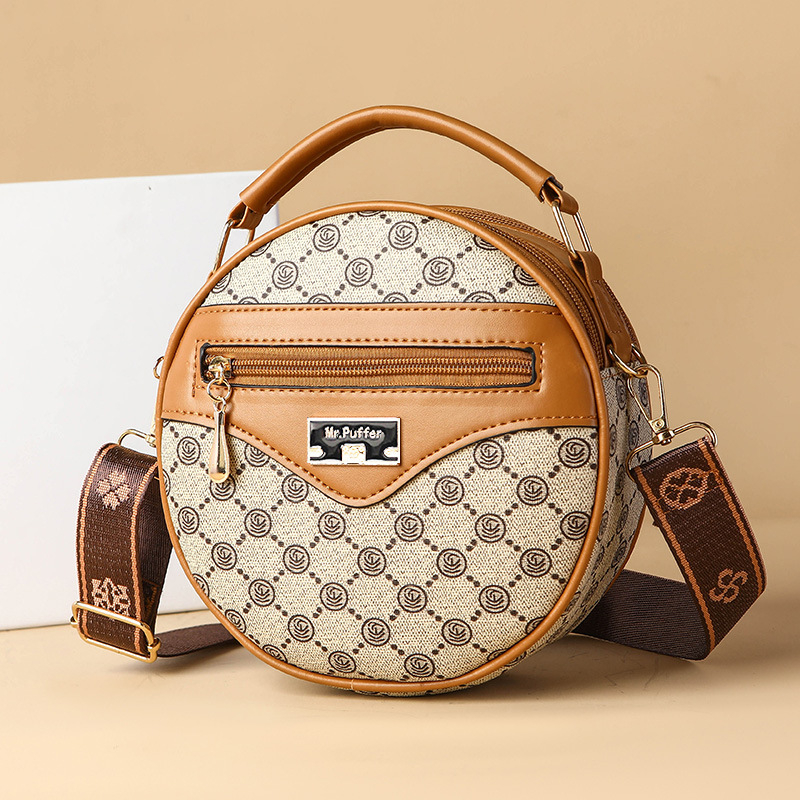 Ženska crossbody torba, ulični stil, PVC, okrugli oblik, zatvarač, proljeće 2025