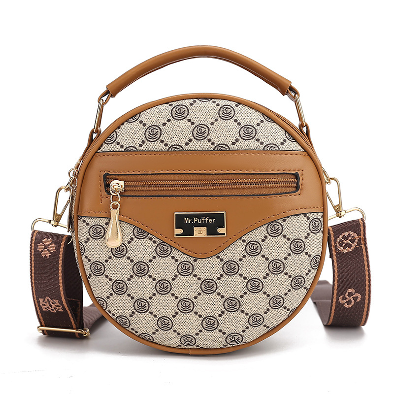 Ženska crossbody torba, ulični stil, PVC, okrugli oblik, zatvarač, proljeće 2025
