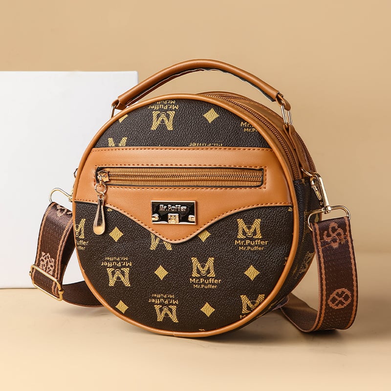 Ženska crossbody torba, ulični stil, PVC, okrugli oblik, zatvarač, proljeće 2025