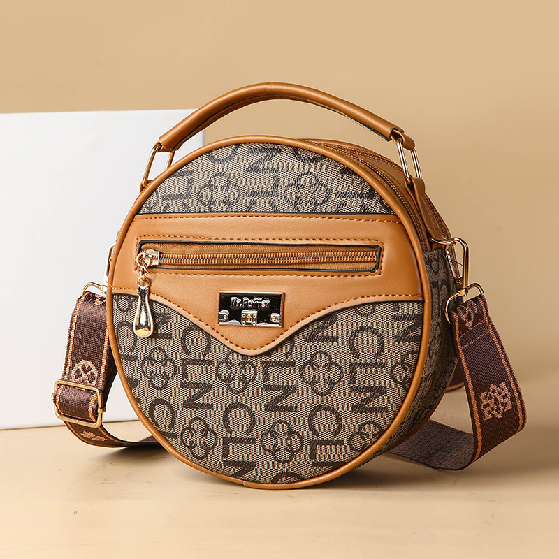 Ženska crossbody torba, ulični stil, PVC, okrugli oblik, zatvarač, proljeće 2025