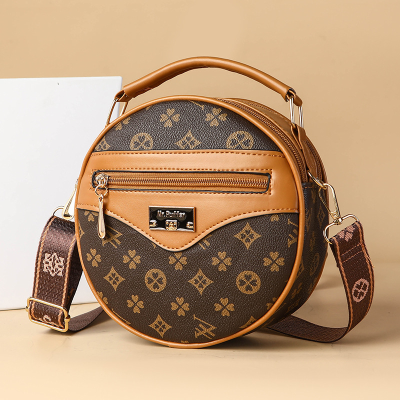 Ženska crossbody torba, ulični stil, PVC, okrugli oblik, zatvarač, proljeće 2025
