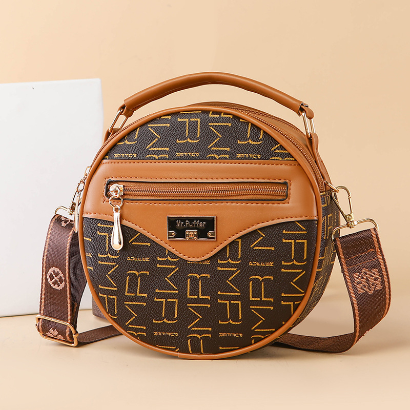 Ženska crossbody torba, ulični stil, PVC, okrugli oblik, zatvarač, proljeće 2025