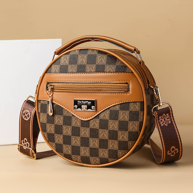 Ženska crossbody torba, ulični stil, PVC, okrugli oblik, zatvarač, proljeće 2025