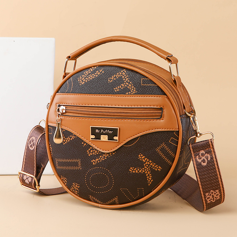 Ženska crossbody torba, ulični stil, PVC, okrugli oblik, zatvarač, proljeće 2025