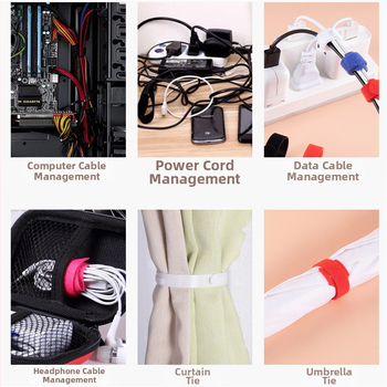 Velcro кабелни ленти, 50 бр, самозалепващи, нейлон-полиестер 50/50, за кабели за данни и компютърни кабели, организатор за кабели