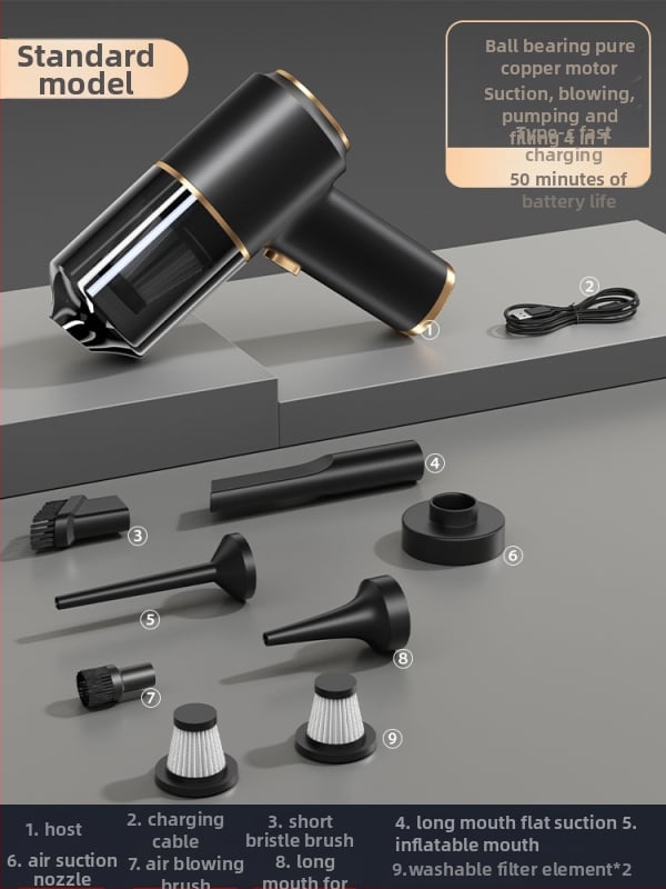 Безжична прахосмукачка за автомобил – висока всмукателна мощност, 90W, 20000Pa, презареждаща се