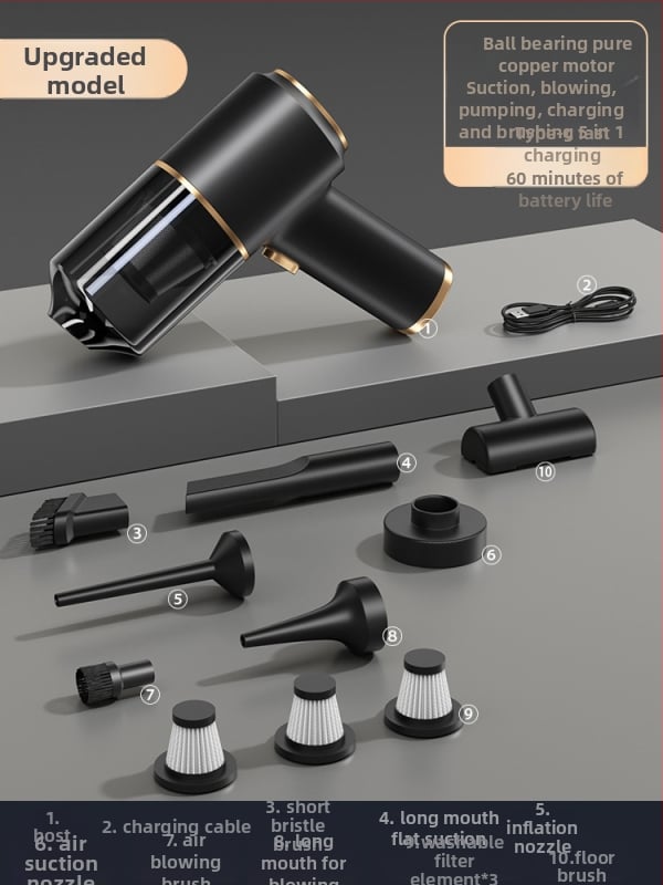 Безжична прахосмукачка за автомобил – висока всмукателна мощност, 90W, 20000Pa, презареждаща се