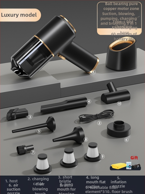 Безжична прахосмукачка за автомобил – висока всмукателна мощност, 90W, 20000Pa, презареждаща се