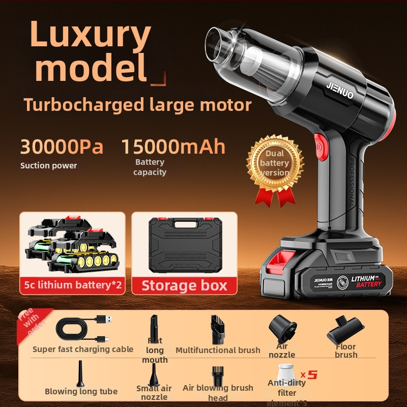 Ръчен вакуум за автомобил — всмукване 4000 Pa, безжично презареждане, подходящ за кола и дом