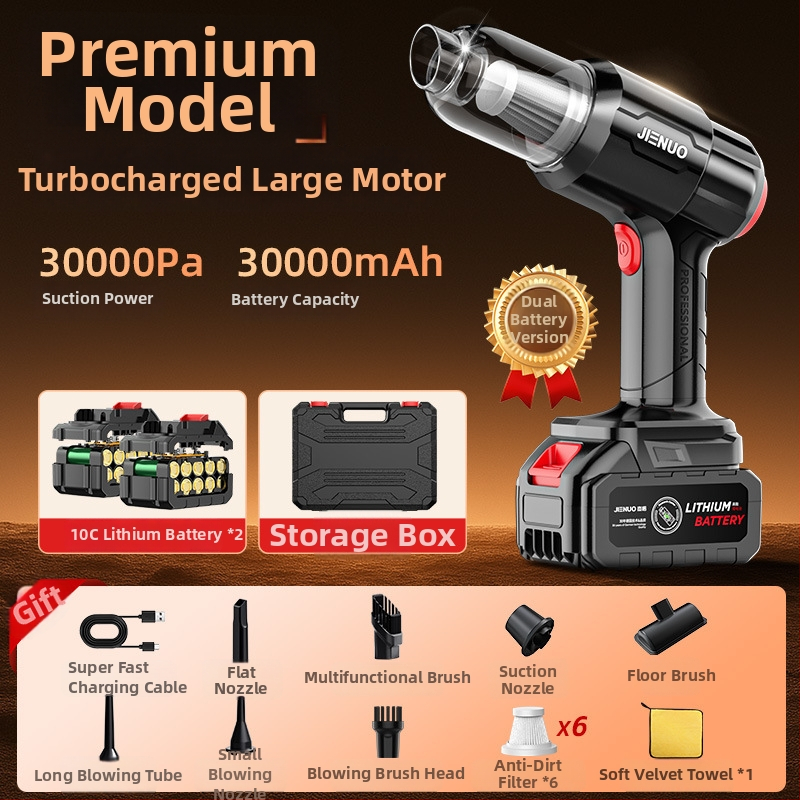 Ръчен вакуум за автомобил — всмукване 4000 Pa, безжично презареждане, подходящ за кола и дом