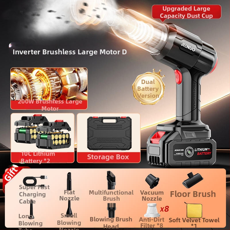 Ръчен вакуум за автомобил — всмукване 4000 Pa, безжично презареждане, подходящ за кола и дом