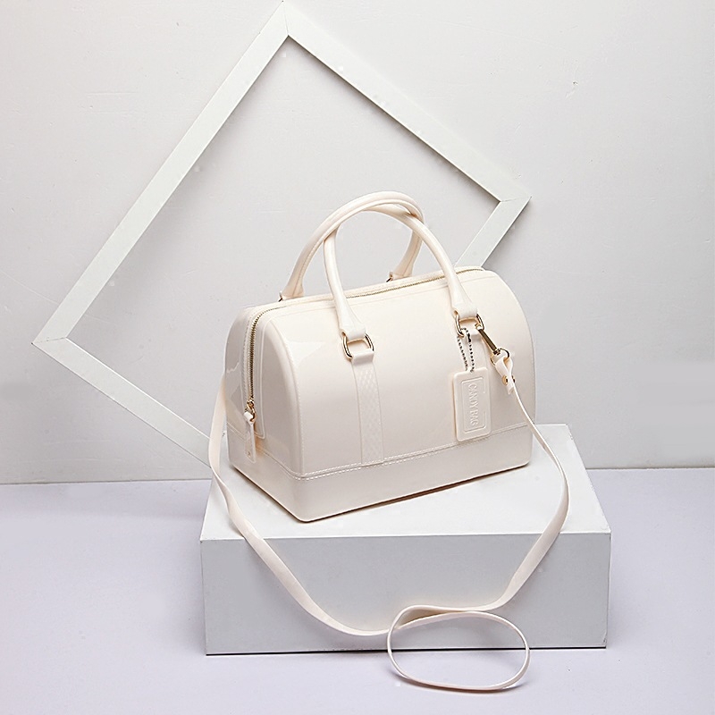 Torba u obliku jastuka od PVC-a, zatvarač, jednobojna, crossbody torba