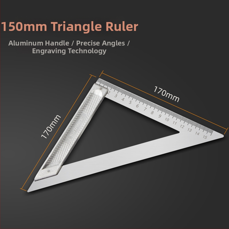Pareizā leņķa taisnstūrveida mērinstruments, nerūsējošs tērauds, 90°, koksnes darbam precizitāte, daudzfunkcionāls ar alumīnija sakausējumu