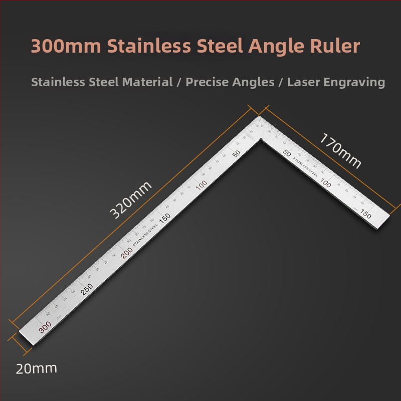 Pareizā leņķa taisnstūrveida mērinstruments, nerūsējošs tērauds, 90°, koksnes darbam precizitāte, daudzfunkcionāls ar alumīnija sakausējumu