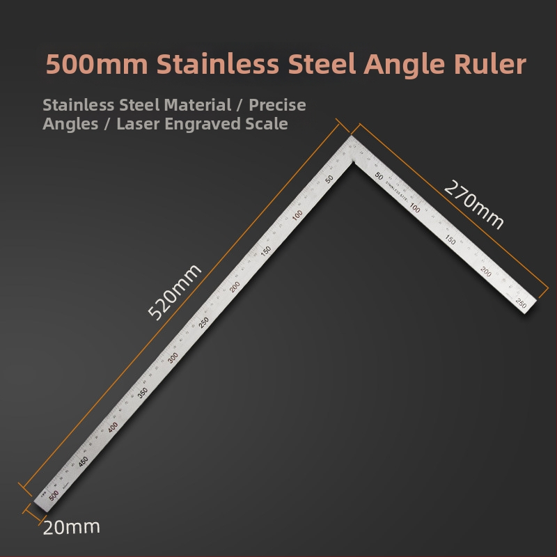 Pareizā leņķa taisnstūrveida mērinstruments, nerūsējošs tērauds, 90°, koksnes darbam precizitāte, daudzfunkcionāls ar alumīnija sakausējumu