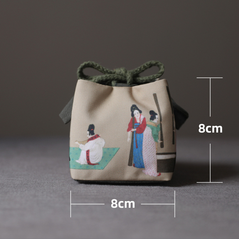 Prijenosni čajni set od prirodne pamuka i lana sa čajnikom i šalicama, u torbi za odlaganje, japanski stil