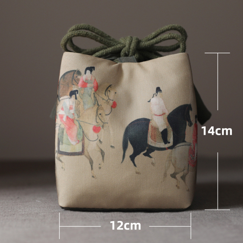 Prijenosni čajni set od prirodne pamuka i lana sa čajnikom i šalicama, u torbi za odlaganje, japanski stil