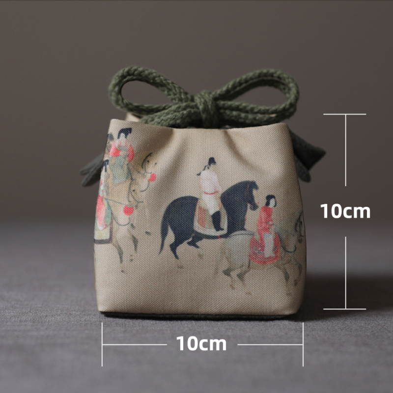 Prijenosni čajni set od prirodne pamuka i lana sa čajnikom i šalicama, u torbi za odlaganje, japanski stil