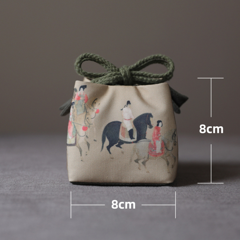 Prijenosni čajni set od prirodne pamuka i lana sa čajnikom i šalicama, u torbi za odlaganje, japanski stil