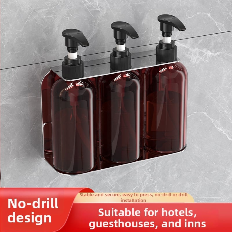 Nerezový oceľový držiak na nástenný dávkovač tekutín – ručné stlačenie, moderný minimalistický štýl, leštený povrch, hmotnosť 0,4 kg