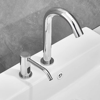 Indukciós szappanadagoló mosogatóhoz | rozsdamentes acél, krómozott felület, modern minimalista stílus (Anyag: rozsdamentes acél; Felület: krómozott; Funkció: indukció; Tömeg: 1000 g)