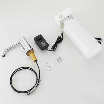 Indukciós szappanadagoló mosogatóhoz | rozsdamentes acél, krómozott felület, modern minimalista stílus (Anyag: rozsdamentes acél; Felület: krómozott; Funkció: indukció; Tömeg: 1000 g)